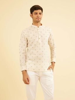 Manyavar - Beige Elegance Short Kurta For Men