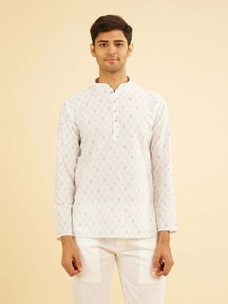 Manyavar - White Cotton Short Kurta Elegance For Men