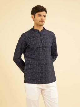 Manyavar - Ravishing Dark Blue Short Kurta For Men