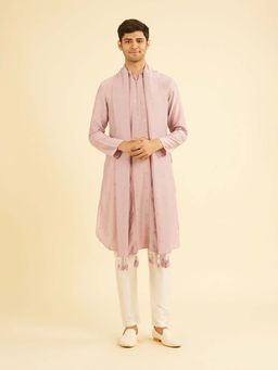 Manyavar - Radiant Dusty Pink Kurta & Pyjama with Dupatta For Men