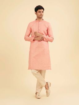 Manyavar - Peach Kurta & Pyjama Ensemble For Men
