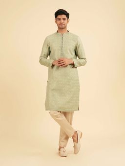 Manyavar - Elegant Light Mid Green Kurta & Pyjama For Men