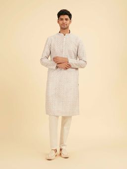 Manyavar - Light Off White Elegance Kurta & Pyjama For Men