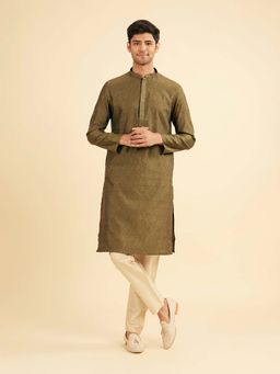 Manyavar - Olive Festive Kurta & Pyjama For Men