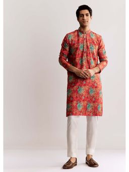 KALKI FASHION - Red Silk Kurta & Pyjama With Sequins Embroidery