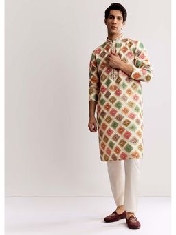 KALKI FASHION - Multi-Color Multi Silk Kurta & Pyjama With Geometric Print
