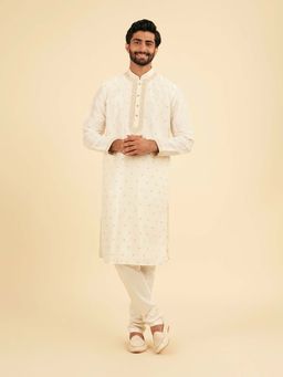 Manyavar - Radiant Cream Kurta & Churidar For Men