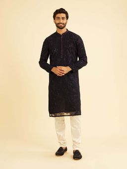 Manyavar - Regal Dark Purple Kurta & Churidar For Men