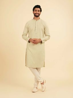 Manyavar - Lustrous Green Kurta & Churidar Ensemble For Men