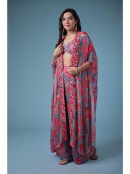 Zari Jaipur - Silk Blend Grey Co-Ord (Set of 3)