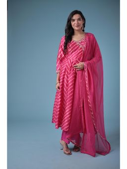 Zari Jaipur - Silk Blend Pink Kurta with Pant and Dupatta (Set of 3)