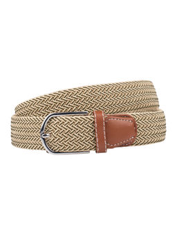 The Tie Hub - Light Yellow with Green Woven Braided Belt