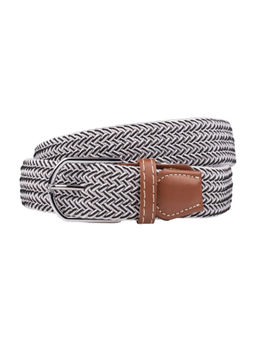 The Tie Hub - Solid White with Black Woven Braided Belt