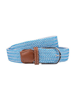 The Tie Hub - Ocean Blue with White Woven Braided Belt