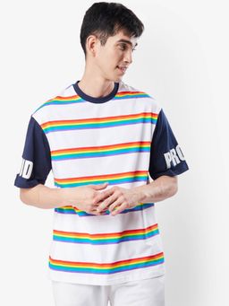 Bewakoof - Men's White Proud Color Block T-shirt