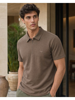 Nobero - Men Aero Zip Regular Fit Polo T-Shirt