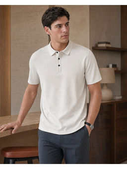 Nobero - Men White Aero Flex Polo T-Shirt