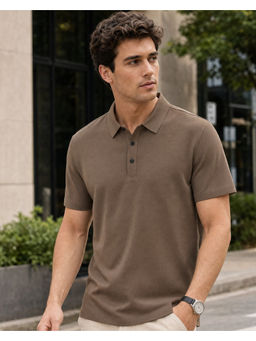 Nobero - Men Brown Aero Flex Polo T-Shirt