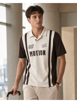 Nobero - Men Beige Motion Club Polo T-Shirt