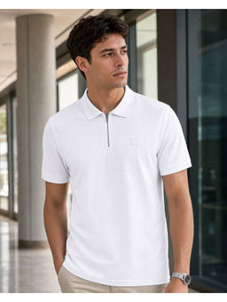 Nobero - Men White Water Repellent Anti-Odour Polo T-Shirt