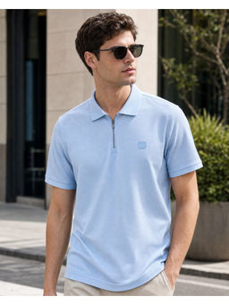 Nobero - Men Blue Water Repellent Anti-Odour Polo T-Shirt