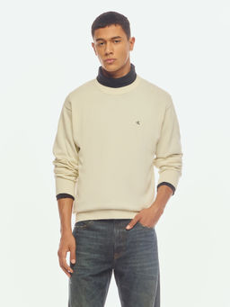 Calvin Klein - Cream Relaxed Fit Cotton Sweater