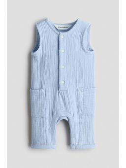 H&M - Unisex Blue Cotton Muslin Romper Suit