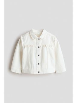 H&M - Girls White Frill-Trimmed Twill Jacket
