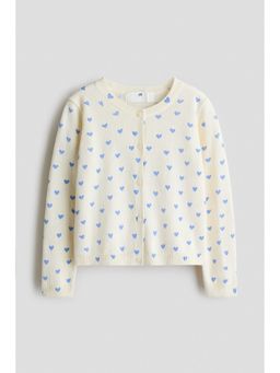 H&M - Girls White Fine-Knit Printed Cardigan