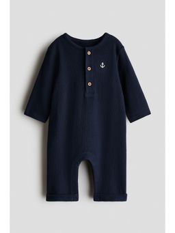 H&M - Boys Blue Cotton Jersey Romper Suit