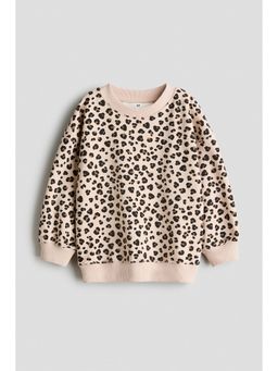 H&M - Girls Beige Printed Sweatshirt