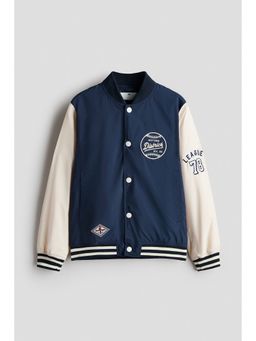 H&M - Boys Blue Motif-Detail Baseball Jacket
