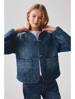 H&M - Girls Blue Quilted Denim Jacket