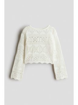 H&M - Girls White Crochet-Look Jumper