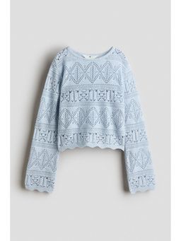 H&M - Girls Blue Crochet-Look Jumper