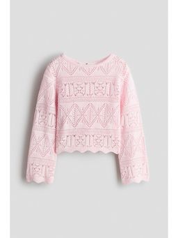 H&M - Girls Pink Crochet-Look Jumper
