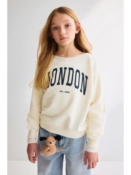 H&M - Girls White Oversized Off-The-Shoulder Sweatshirt