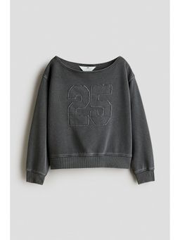 H&M - Girls Grey Oversized Off-The-Shoulder Sweatshirt