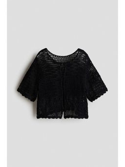 H&M - Girls Black Hole-Knit Cardigan