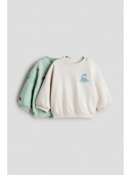 H&M - Boys Green 2-Pack Printed Sweatshirts