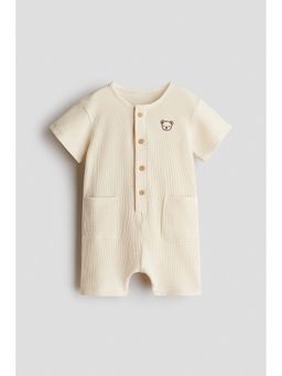 H&M - Boys Beige Short Cotton Romper Suit
