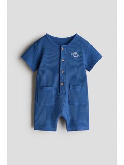 H&M - Boys Blue Short Cotton Romper Suit