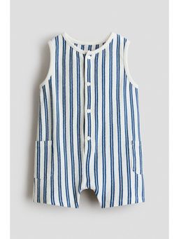 H&M - Boys White Cotton Terry Romper Suit