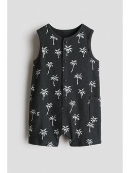 H&M - Boys Grey Cotton Terry Romper Suit