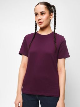 Bewakoof - Women's Purple Relaxed Fit Short Top