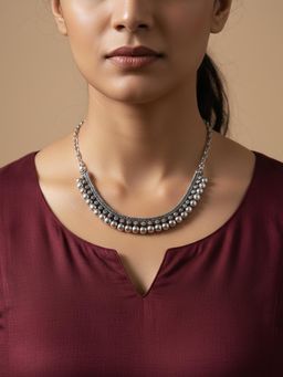 NVR - Women Oxidised Silver Plated Necklace