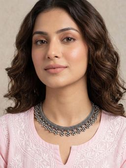 NVR - Oxidised silver Beaded Necklace