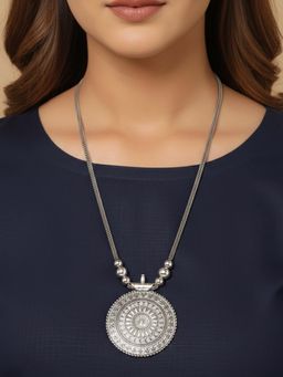 NVR - Round Mandaliya Silver Plated Necklace