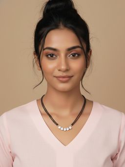 NVR - Gold Plated Black Beaded Mangalsutra