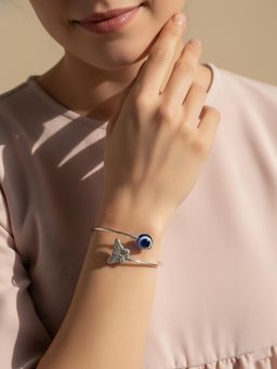 NVR - Women Rhodium Plated Evil Eye Bracelet